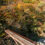 【龍王峡】むささび橋から望む山側の紅葉は渓谷の美しさと相まってなかなかの絶景