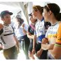 Green room today after the last stage @amgentoc; podium of our stage chatting with Cav.
