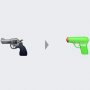 Het Emoji-pistool is vervangen door een waterpistool.