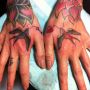 New Tattoo's done by the great @guendouglas #happy #tattooedhands #lovebirds #joy 